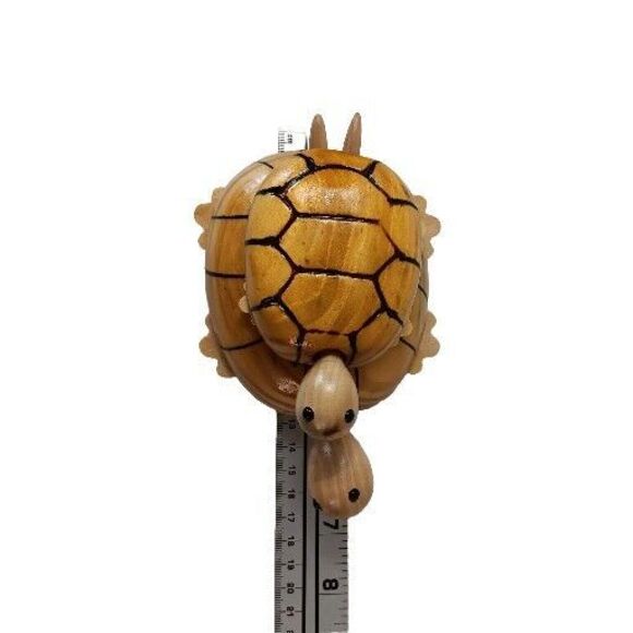 Wooden Turtle Tortoise And Baby On Wheels Moving Head And Tail Toy 6.5" X 4.5" - Picture 8 of 8